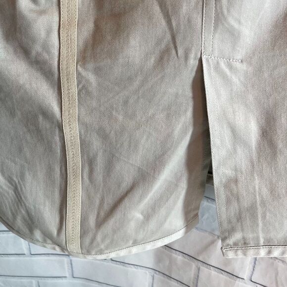 Joy Li Tan Cotton/Spandex Shirttail Skirt Sz 4 - Picture 4 of 7